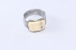 Preview: JRP Designer Ring aus Aluminium mit einer Knochenauflage und Messingrand